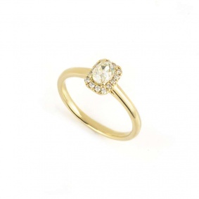 18k Yellow Gold Old Cushion Cut Diamond Ring 0.47ct